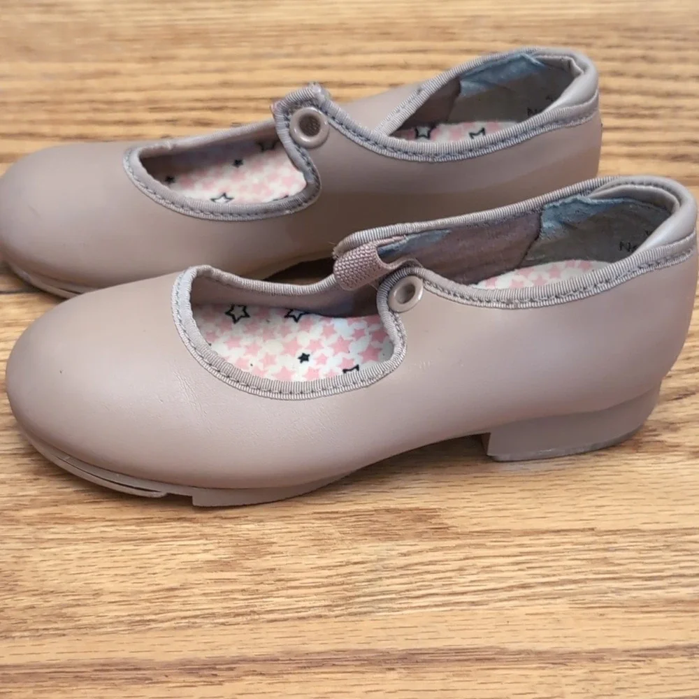 Capezio Jr Tyette N625C Girls Tap Shoes Tan 9 M Attached Taps